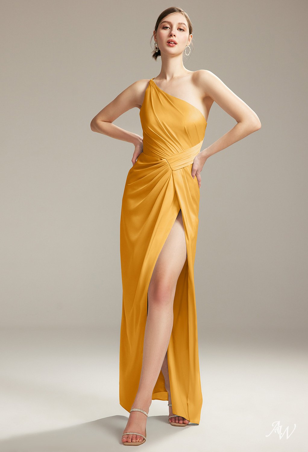 AW Arum Mango Satin Charmeuse Bridesmaid Dresses image6